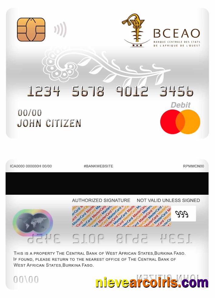 Burkina Faso The Central Bank of West African States Bank master debit card